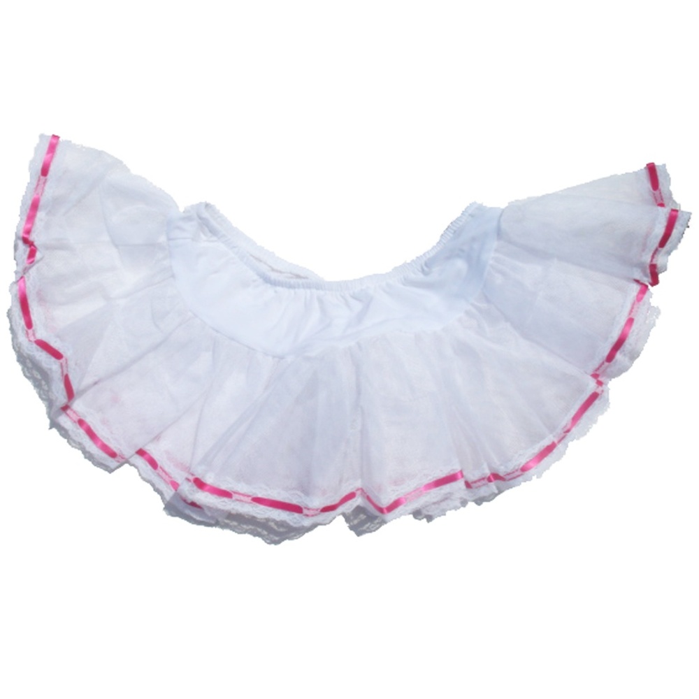 Lace Trim Mesh Petticoat with Ribbon Contrast